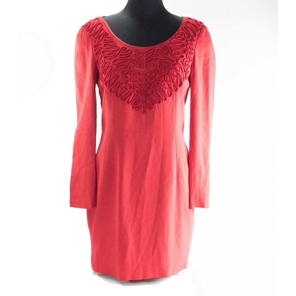 Fendi Vintage Red Fitted Scrollwork Mini Dress 6 8